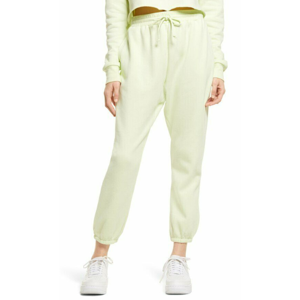BP Women's Classic Sweatpants Lime Green Joggers Elastic Waist Tapered Leg - S